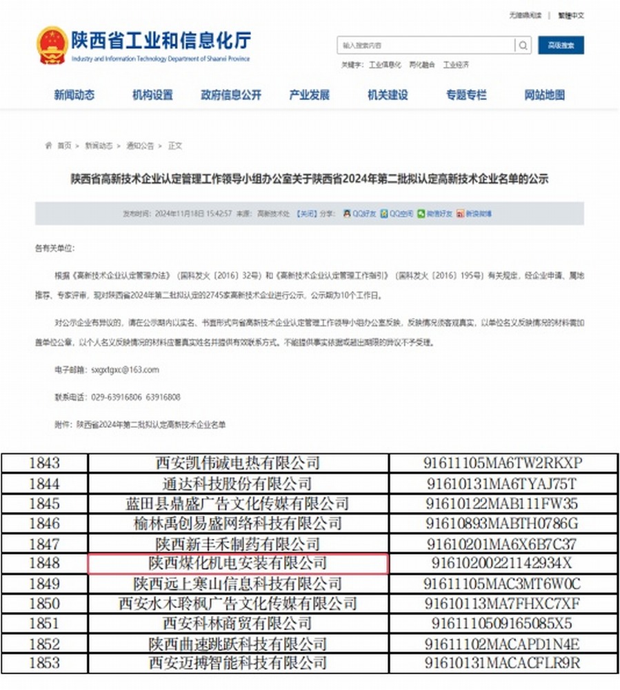 陜煤建設(shè)機(jī)電安裝公司順利通過高新技術(shù)企業(yè)再認(rèn)定
